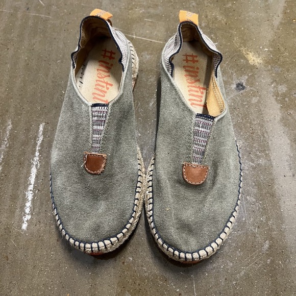 Instint Espadrille Flats Size 39 Womens Olive Green Canvas Slip On Made in Spain — photo 3